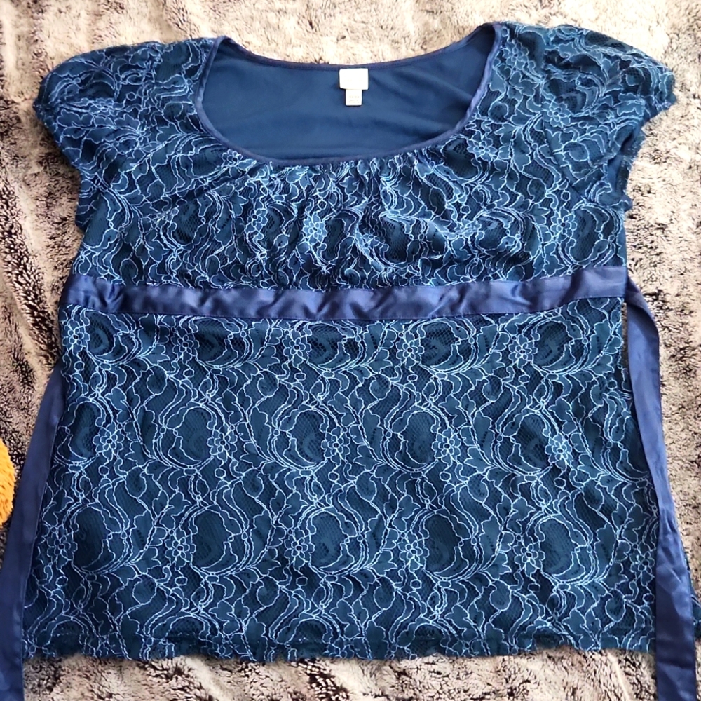 Merona Indigo Blue Lace Babydoll Blouse Size 16W
